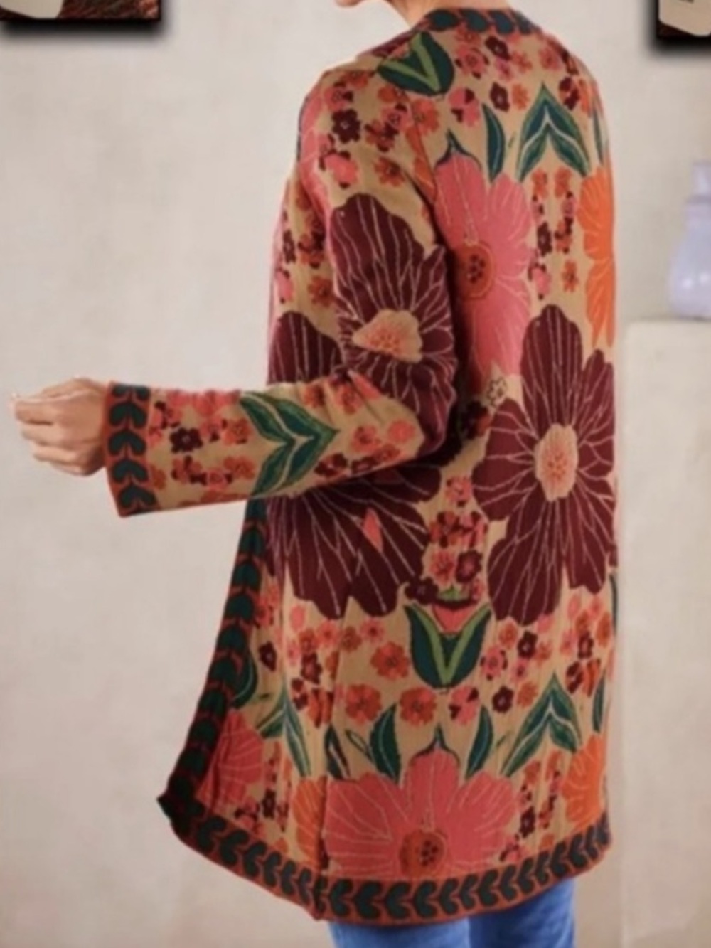 Soft Surroundings Allyson Cardigan Sweater Women’s Size Small Floral Open Front